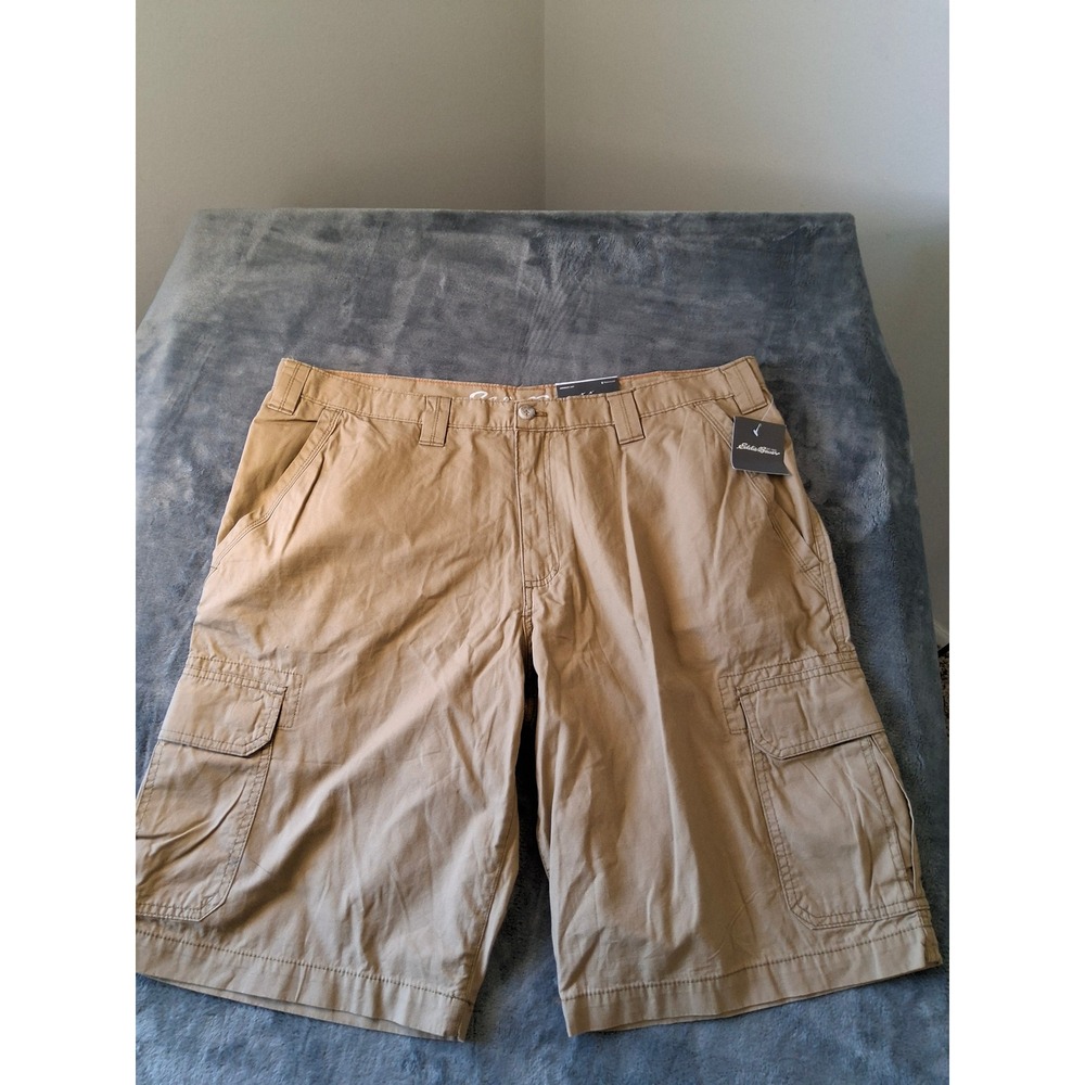 Eddie Bauer Mens Timberline Ripstop Cargo Shorts Saddle Tan Brown Relaxed 40 NWT